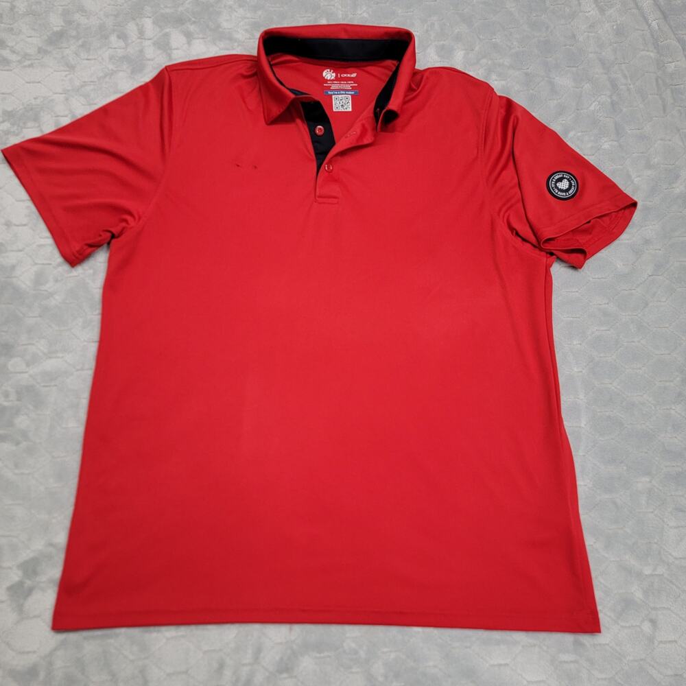 Chick-Fil-A Oobe Employee Uniform Polo Shirt Mens L Red Performance Mesh Patch